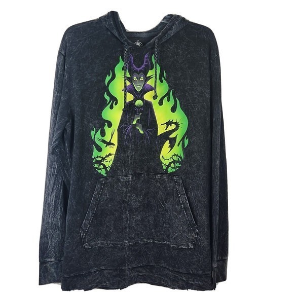 Disney Parks Halloween 2020 Maleficent Hoodie SizeM P2P 23" Length 33" Oversized - Picture 2 of 9